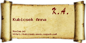 Kubicsek Anna névjegykártya