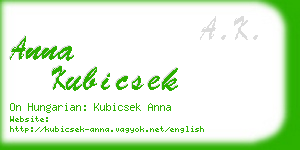 anna kubicsek business card